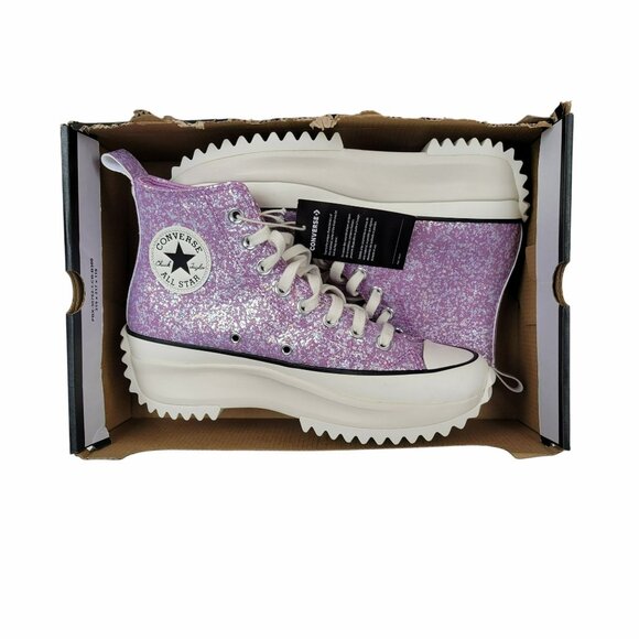 ⭐Converse Run Star Hike Hi 7 Women Shoes Sneaker Purple Glitter Sneakers A10096C - Picture 7 of 12